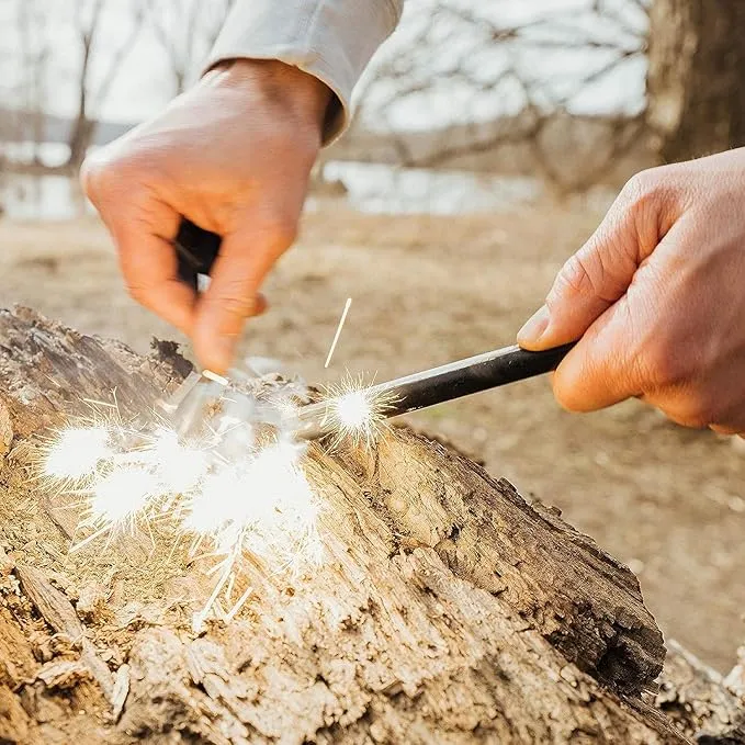 Surviveware Survival Fire Starter with Emergency Whistle, Paracord Handle, and Steel Serrated Scraper