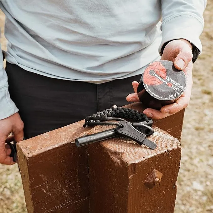 Surviveware Survival Fire Starter with Emergency Whistle, Paracord Handle, and Steel Serrated Scraper