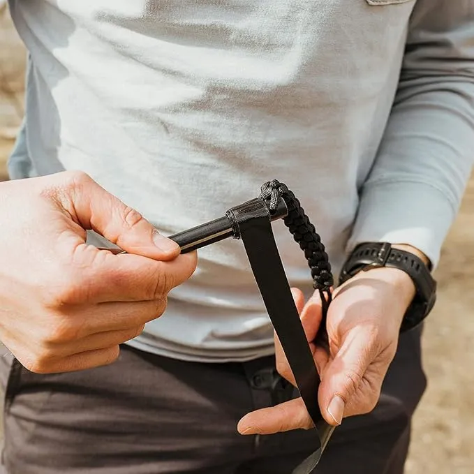 Surviveware Survival Fire Starter with Emergency Whistle, Paracord Handle, and Steel Serrated Scraper
