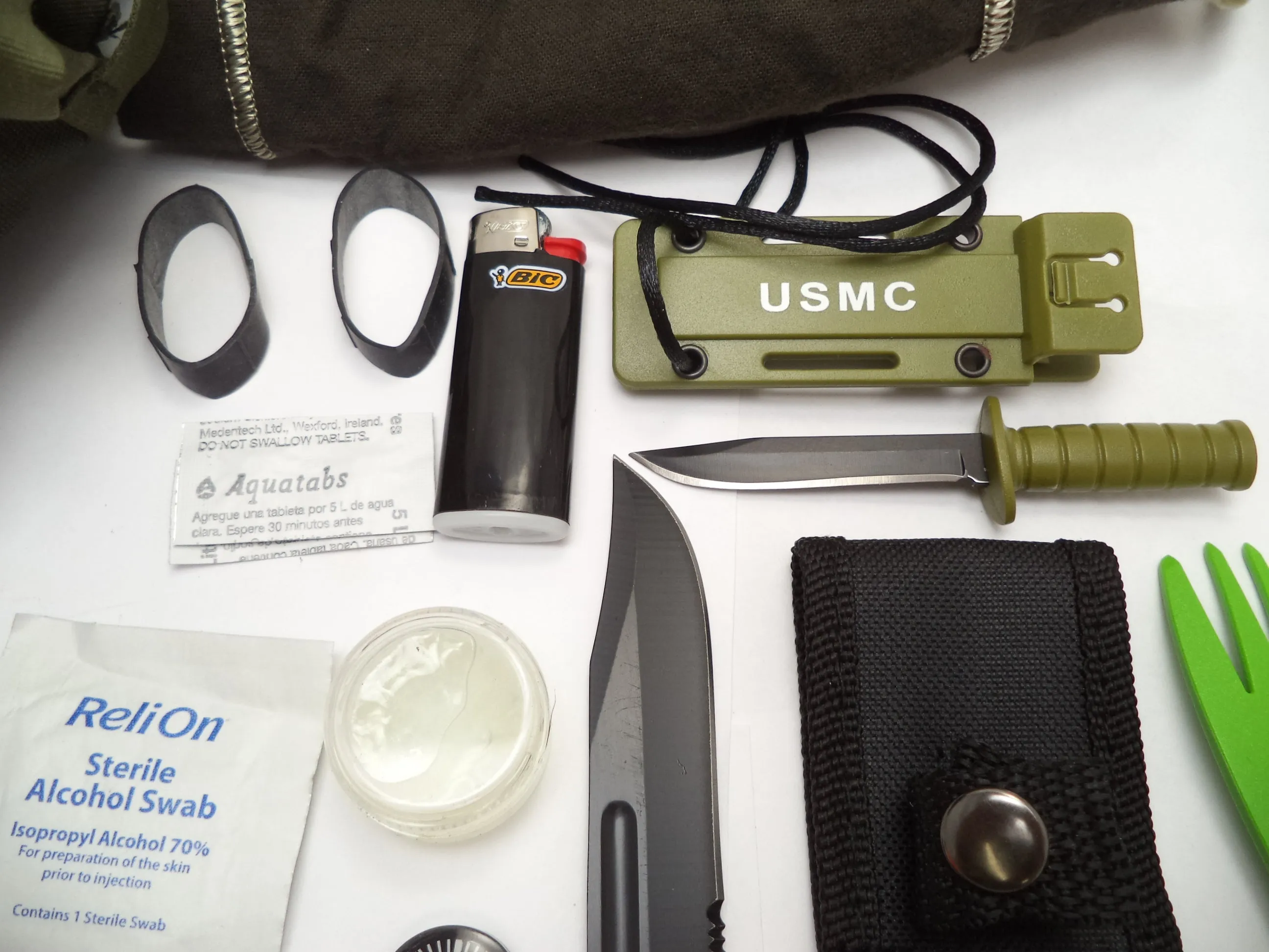 SV11 Emergency Survival EDC Kit 60  Pieces, Knife, & USGI Pouch