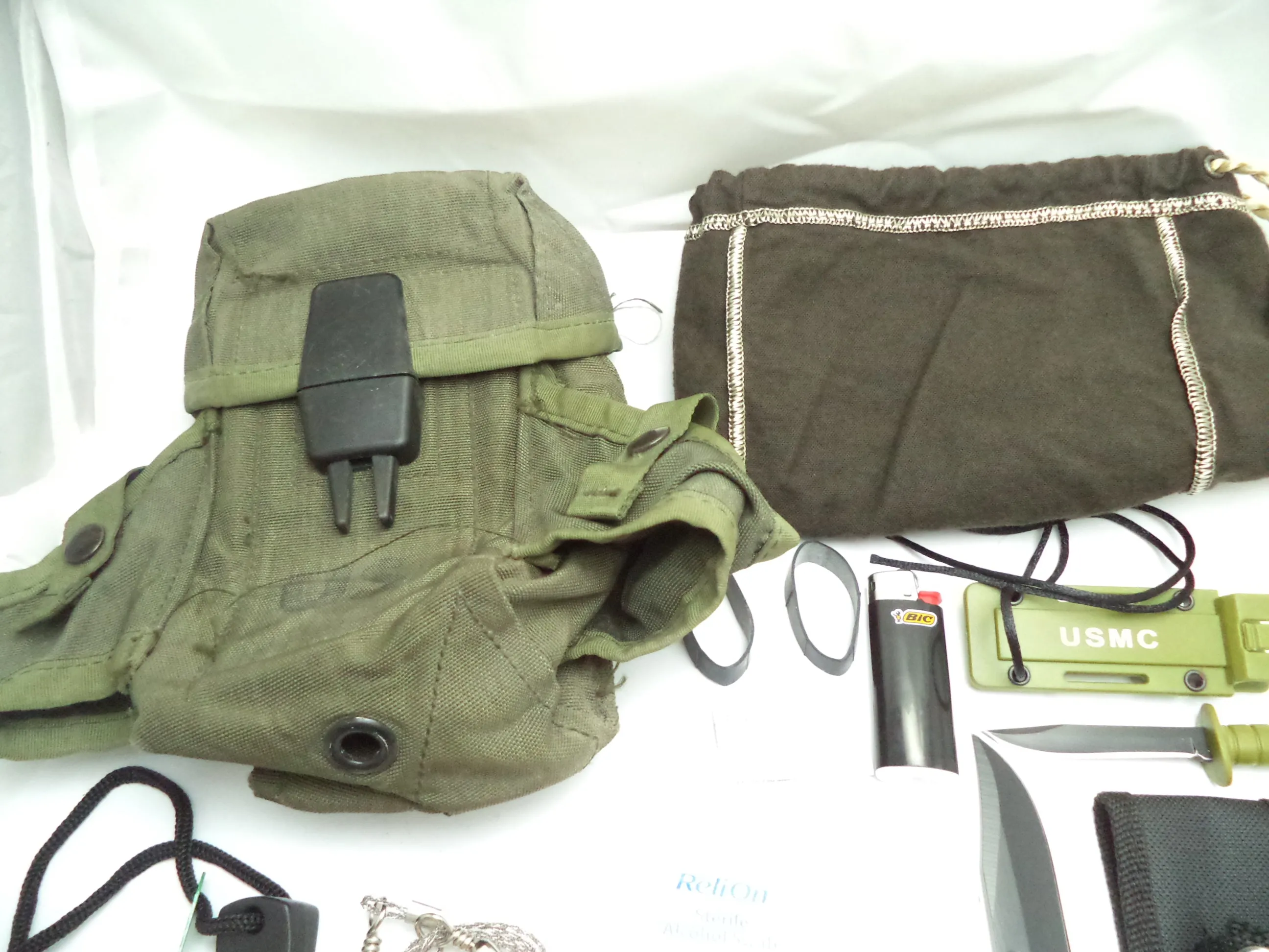 SV11 Emergency Survival EDC Kit 60  Pieces, Knife, & USGI Pouch