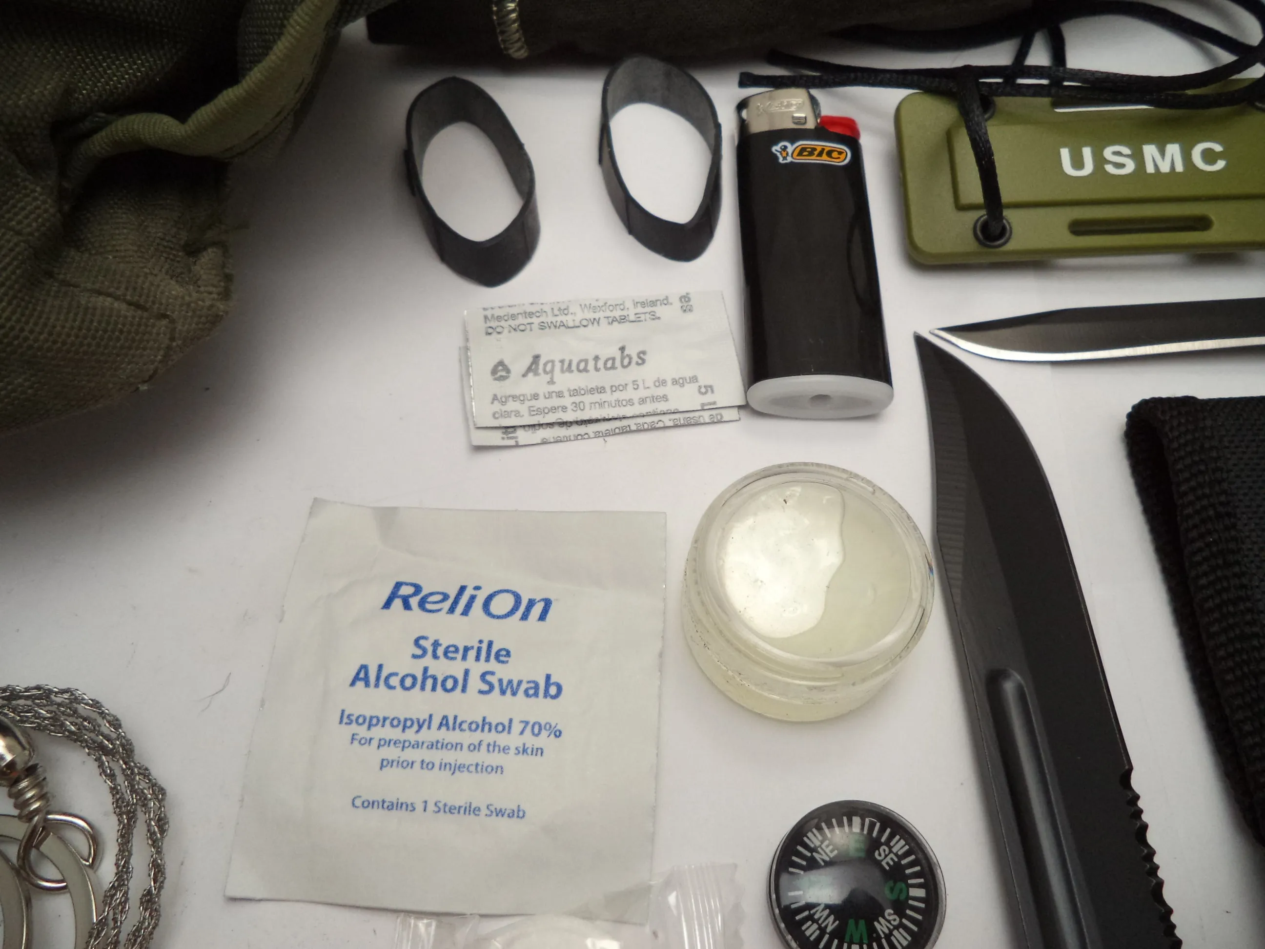 SV11 Emergency Survival EDC Kit 60  Pieces, Knife, & USGI Pouch