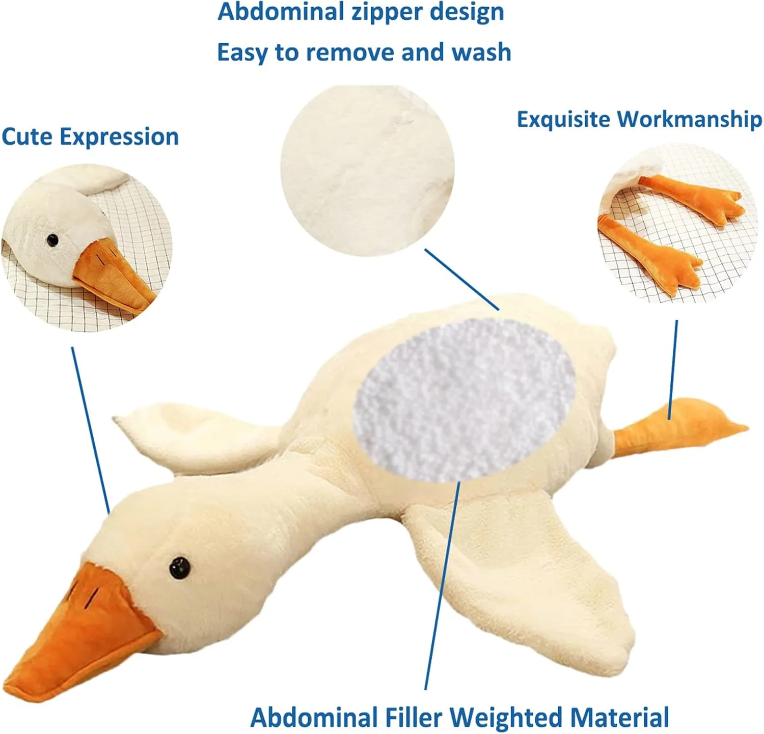 Swan Stuffed Animal, 35.43inch 5.5 lbs Weighted Stuffed Animals Swan Weighted Plush Animals Goose Plush Toy Duck Stuffed Animals Plush Pillow Gifts for Kids