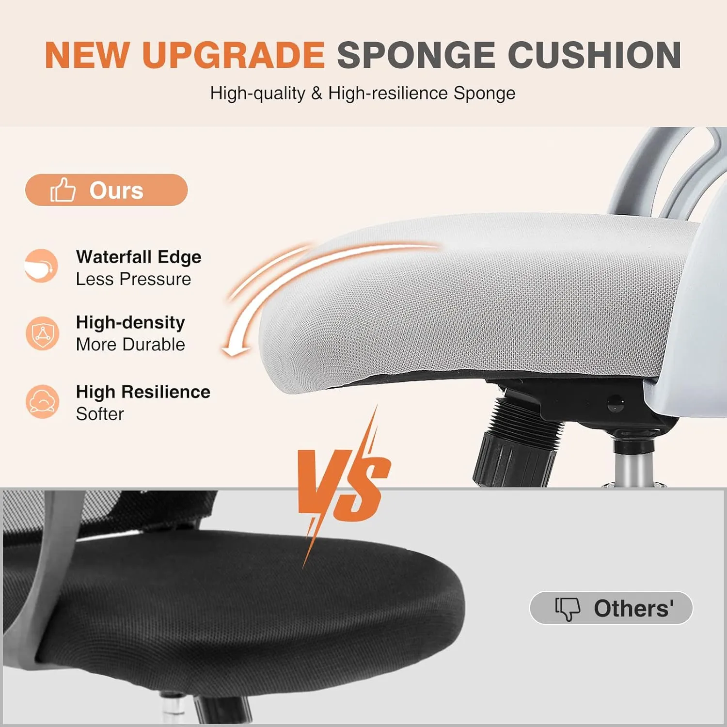 Sweetcrispy Office Computer Desk Chair, Ergonomic Mid-Back Mesh Rolling Work Swivel Task Chairs with Wheels, Comfortable Lumbar Support, Comfy Flip-up Arms for Home, Bedroom, Study, Student, Black