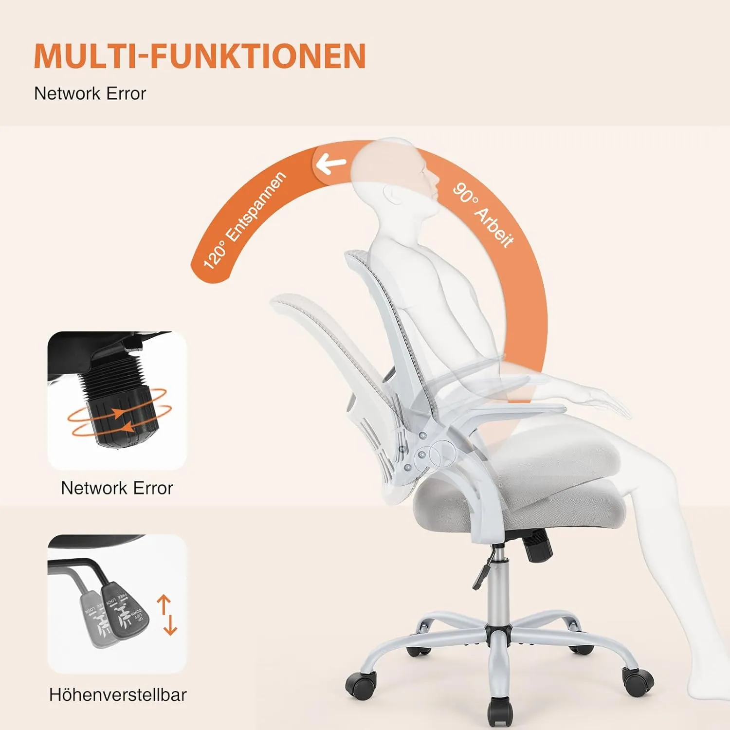 Sweetcrispy Office Computer Desk Chair, Ergonomic Mid-Back Mesh Rolling Work Swivel Task Chairs with Wheels, Comfortable Lumbar Support, Comfy Flip-up Arms for Home, Bedroom, Study, Student, Black