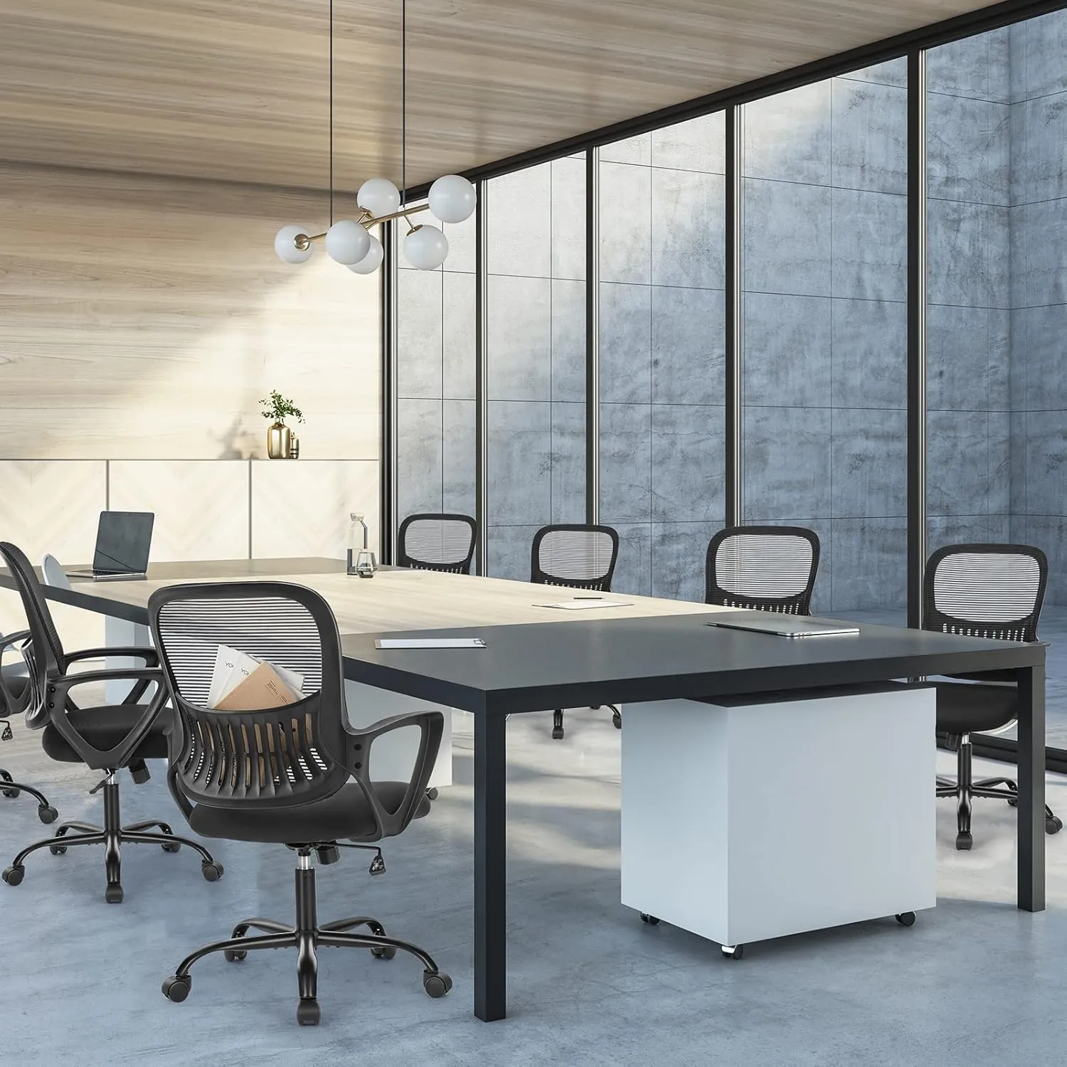 Sweetcrispy Office Computer Desk Managerial Executive Chair, Ergonomic Mid-Back Mesh Rolling Work Swivel Chairs with Wheels, Comfortable Lumbar Support, Comfy Arms for Home,Bedroom,Study,Student,Pink