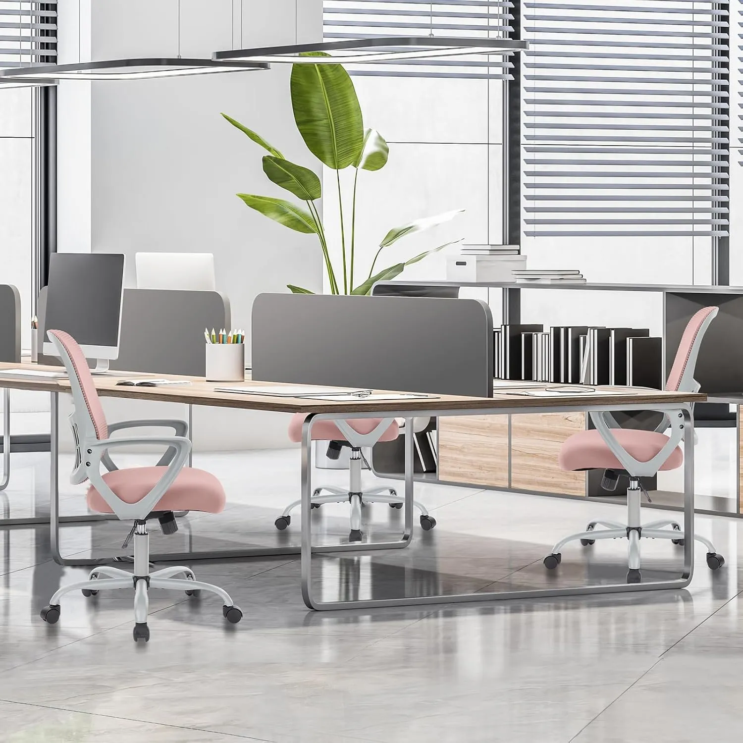 Sweetcrispy Office Computer Desk Managerial Executive Chair, Ergonomic Mid-Back Mesh Swivel Rolling Work with Wheels, Comfortable Lumbar Support, Comfy Arms for Home, Bedroom, Study, Student, Black