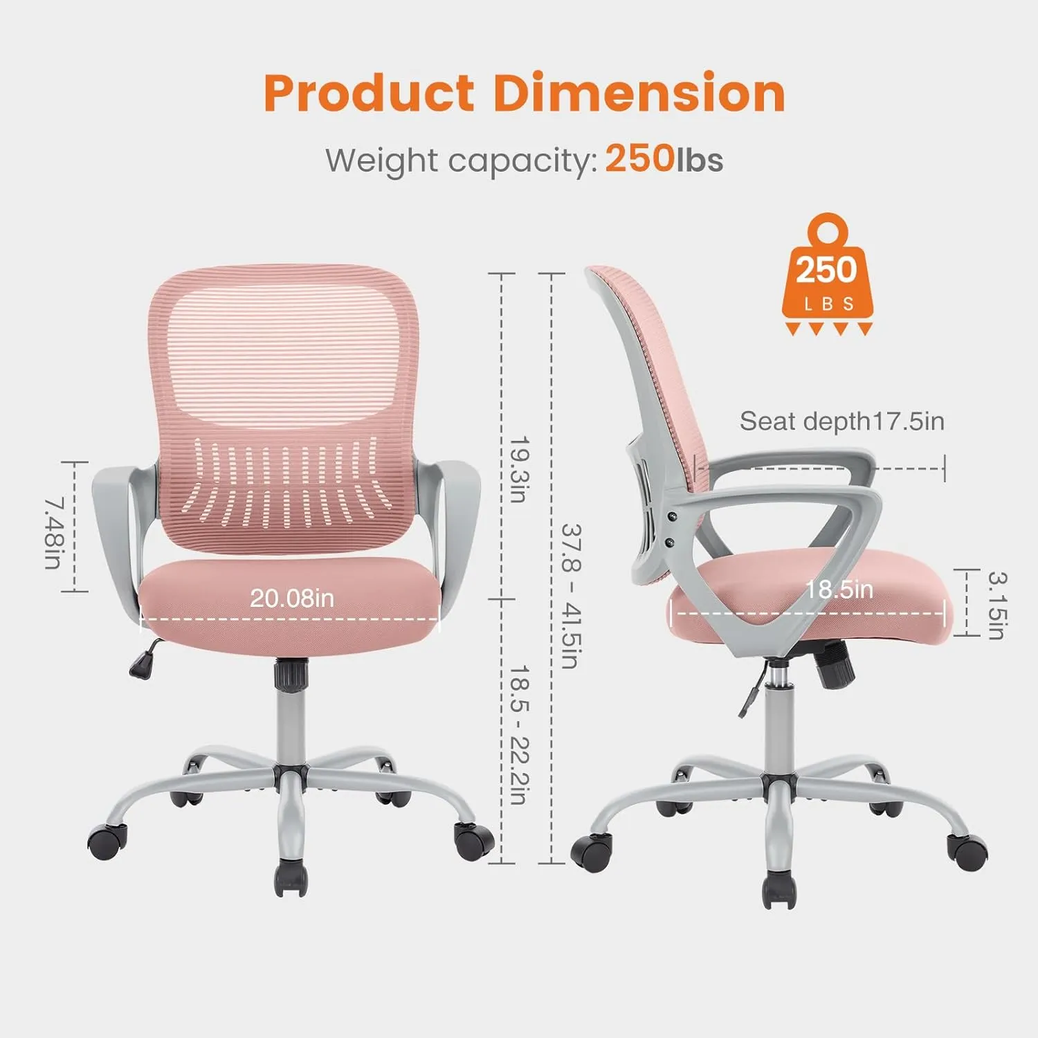 Sweetcrispy Office Computer Desk Managerial Executive Chair, Ergonomic Mid-Back Mesh Swivel Rolling Work with Wheels, Comfortable Lumbar Support, Comfy Arms for Home, Bedroom, Study, Student, Black