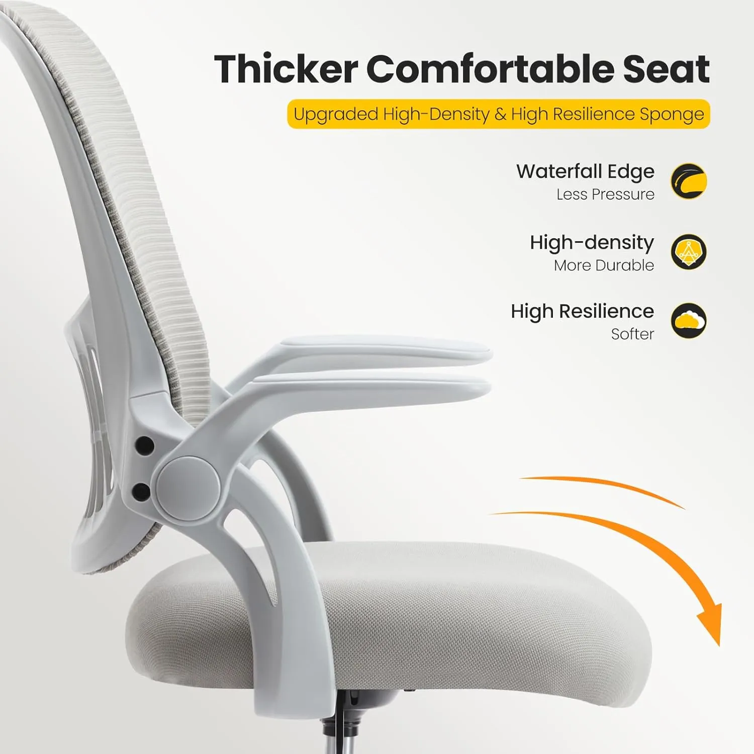 Sweetcrispy Tall Drafting Desk Chair - Ergonomic High Stool Computer with Adjustable Height and Comfy Lumbar Support, Office Rolling Counter with Flip-up Arm and Footrest, Grey