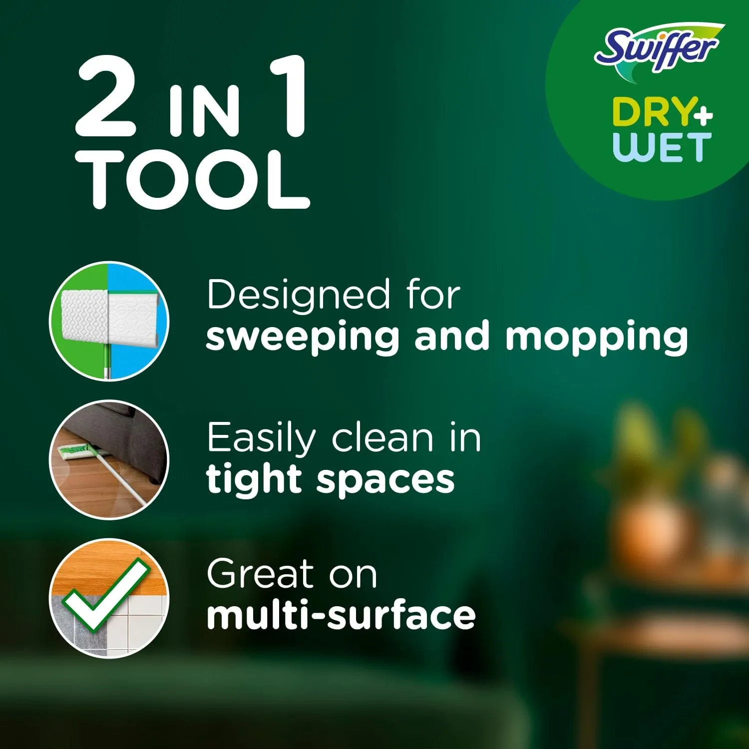Swiffer Sweeper 2-in-1 Dry   Wet Floor Mopping and Sweeping Kit, Multi-Surface Kit for Floor Cleaning, Kit Includes 1 Sweeper, 14 Dry Sweeping Cloths, 5 Wet Mopping Cloths