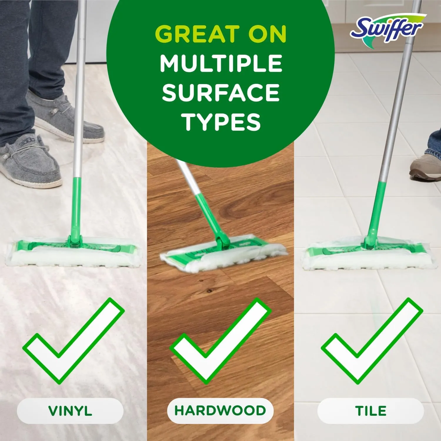 Swiffer Sweeper 2-in-1 Dry   Wet Floor Mopping and Sweeping Kit, Multi-Surface Kit for Floor Cleaning, Kit Includes 1 Sweeper, 14 Dry Sweeping Cloths, 5 Wet Mopping Cloths