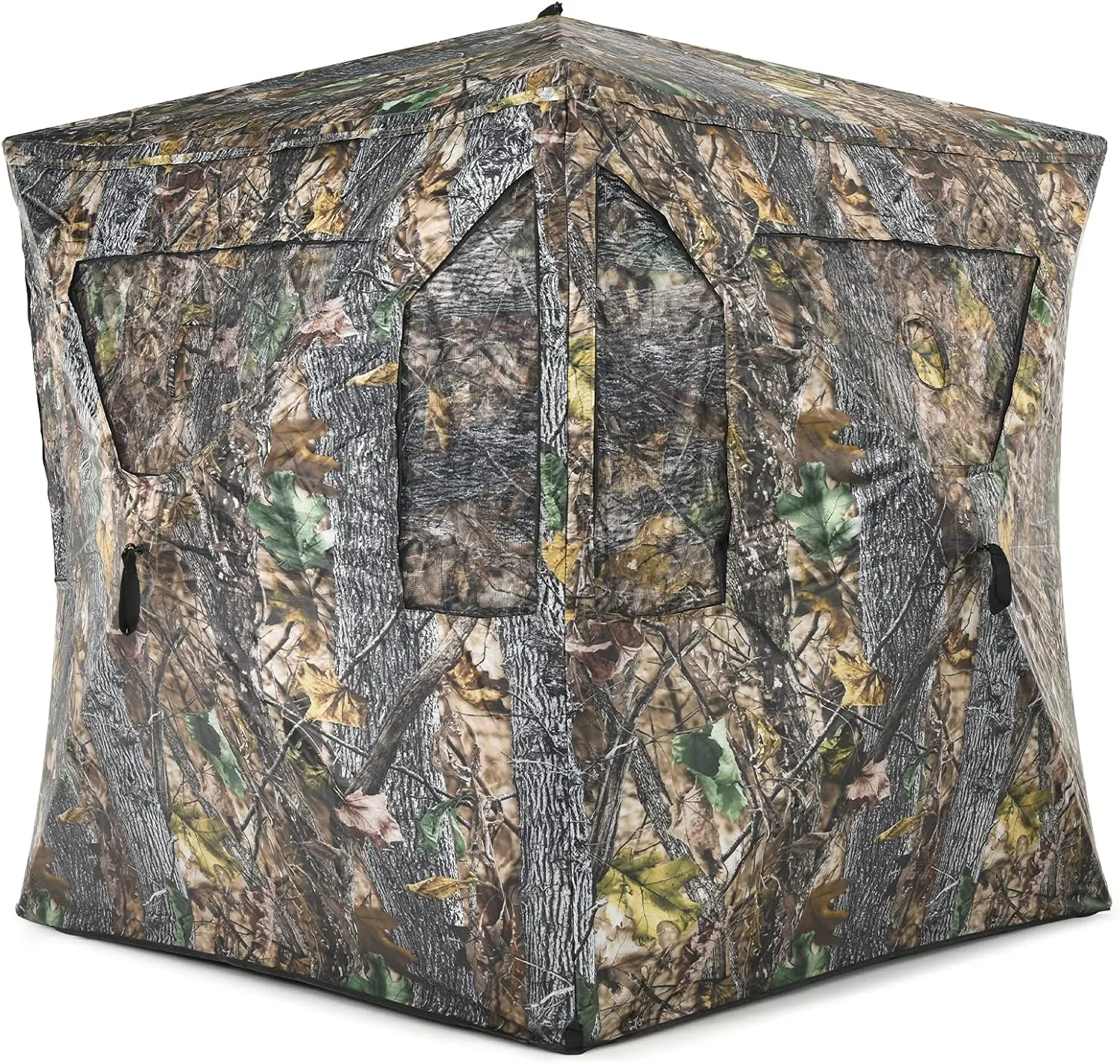 Tangkula 3 Person Pop up Ground Blind, Portable Hunting Blind with Mesh Windows, Carrying Bag & Ground Stakes, Camouflage Hunting Tent with Hub System, Camo Deer Blinds for Hunting
