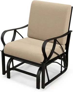 Tangkula Outdoor Patio Glider, Metal Framed Gliding Chair with Cushion, Ergonomic Single-Person Outdoor Patio Chair with Curved Armrest, Smooth Rocking Arms for Porch, Patio (1)