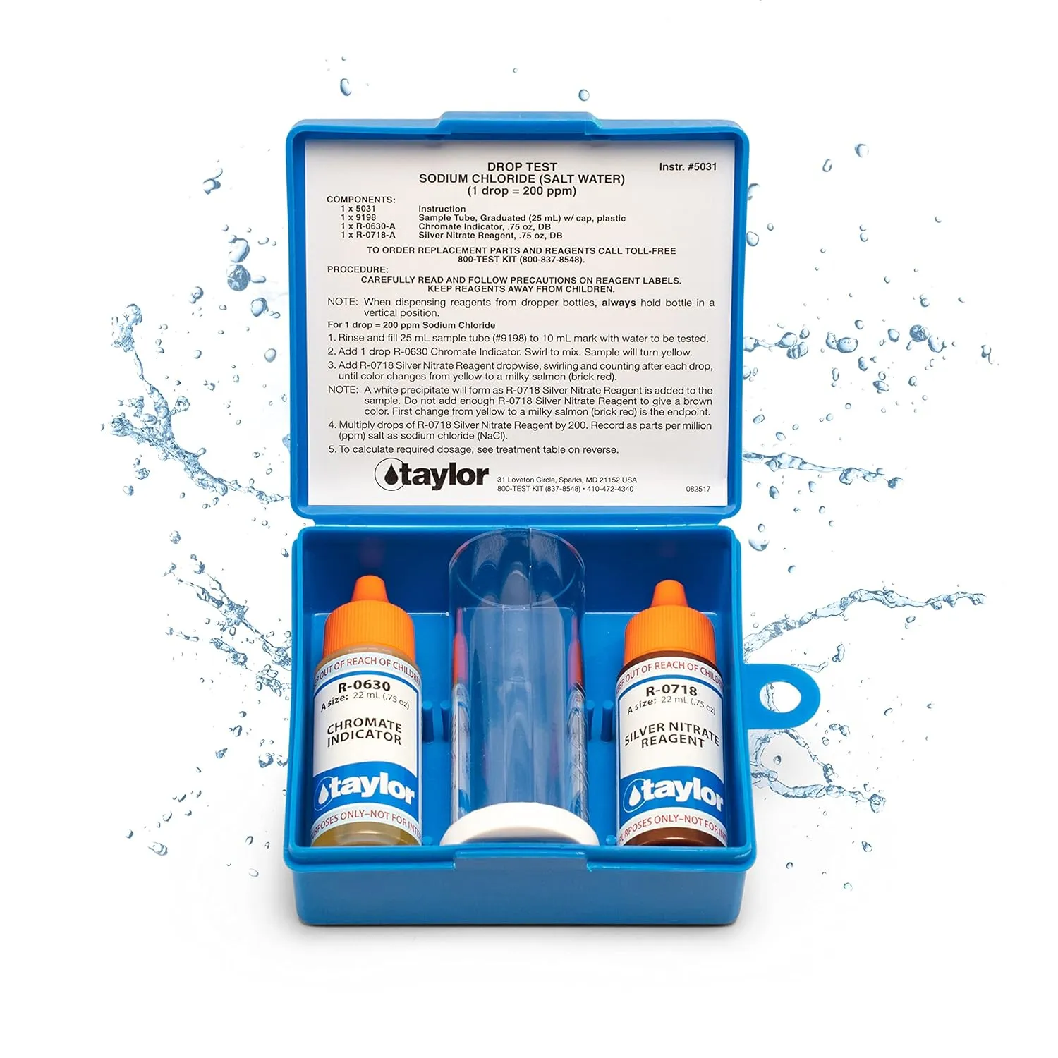 TAYLOR TECHNOLOGIES INC K-1766 DROP TEST CHLORIDE SALT WATER