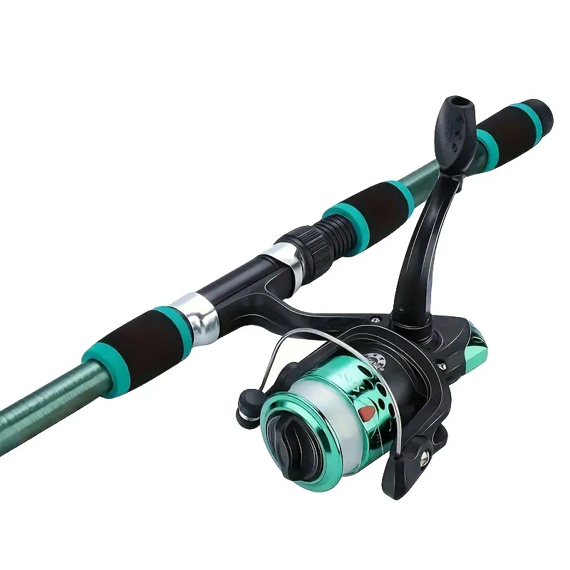 Telescopic Fishing Rod And Spinning Reel Baits Hooks Travel Pole Set