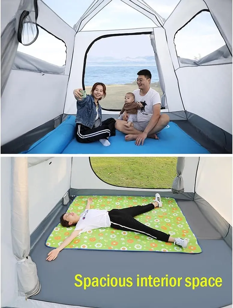 Tents, 4 Person Tent for Camping, Easy Set Up Camping Tent with Moisture-Proof Pad, Hydraulic Tents Family Tent Waterproof, Family Camp Tent for Outdoor Survival Travel (Color : Brown)