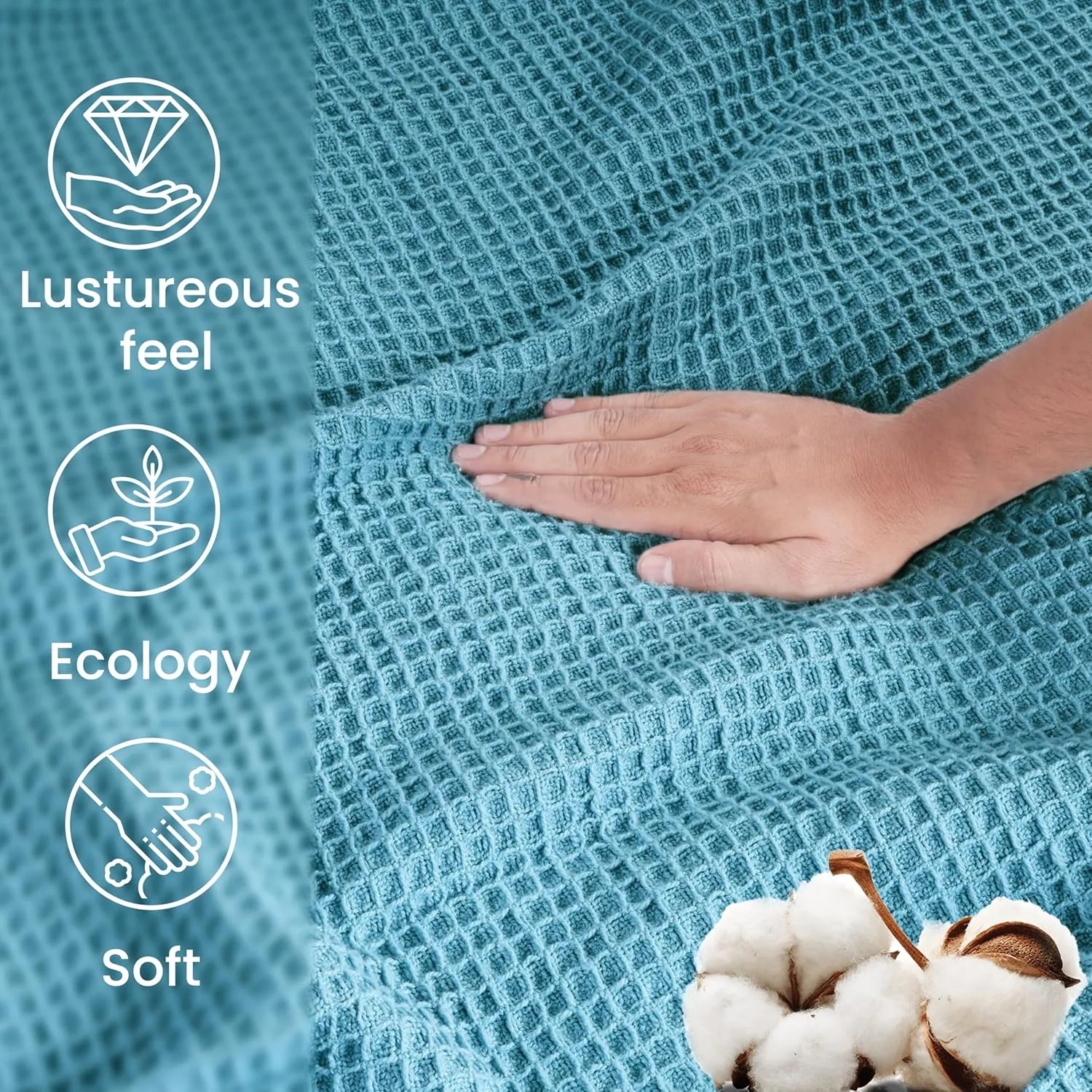 Tex Trend 100% Cotton Blankets – Soft and Breathable Twin XL Waffle Blanket – All Season Comfort – Suitable for Bed Layering, Sofa, Couch and Chair - Blue (60”x90”)