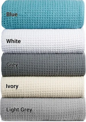 Tex Trend 100% Cotton Blankets – Soft and Breathable Twin XL Waffle Blanket – All Season Comfort – Suitable for Bed Layering, Sofa, Couch and Chair - Blue (60”x90”)