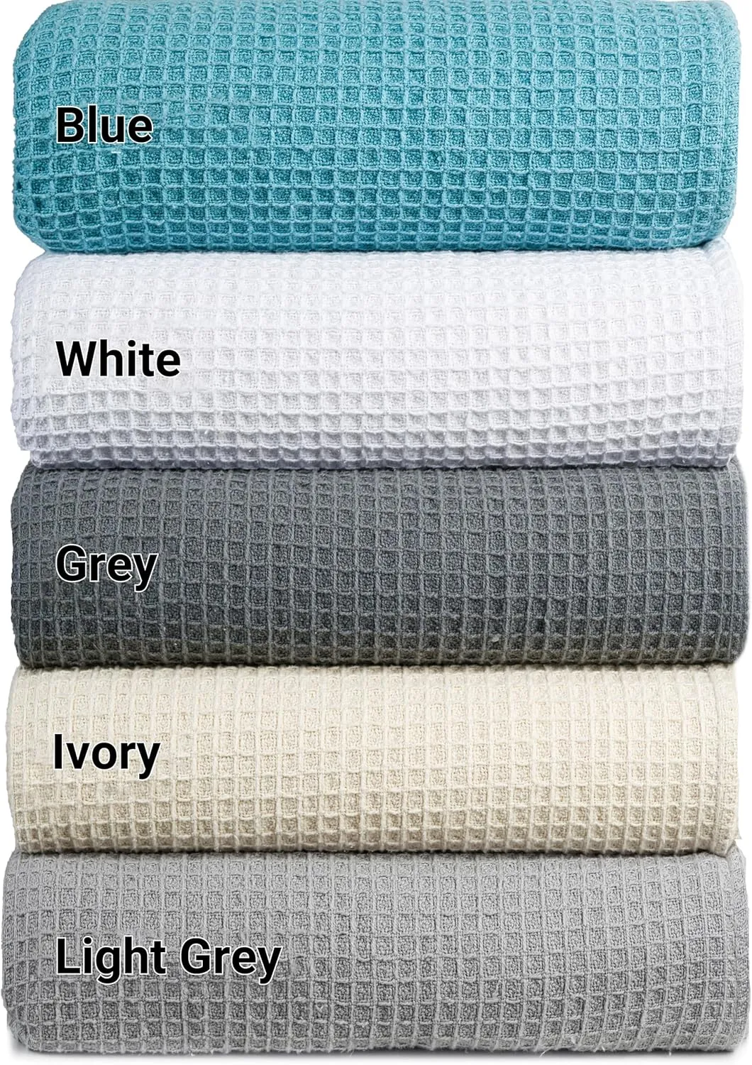 Tex Trend 100% Cotton Blankets – Soft and Breathable Twin XL Waffle Blanket – All Season Comfort – Suitable for Bed Layering, Sofa, Couch and Chair - Blue (60”x90”)