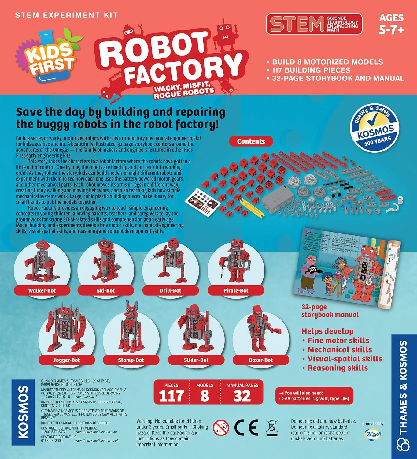 Thames & Kosmos Kids First Robot Factory: Wacky, Misfit, Rogue Robots STEM Experiment Kit | Hands-on Model Building for Young Engineers | Build 8 Motorized Robots | Play & Learn with Storybook Manual