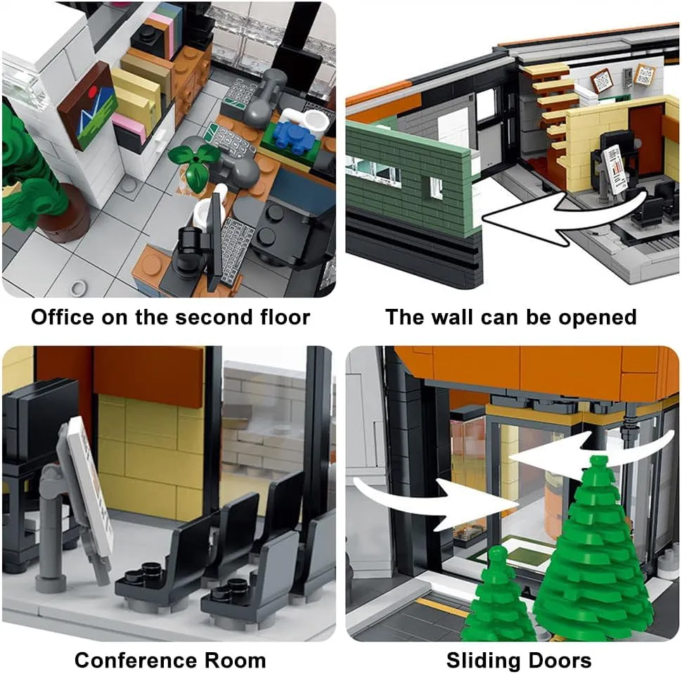 The Office Architecture Building Bricks Set, Modern City Modular Buildings kit, Street View Building Bircks kit for Adults(3828 Pcs)