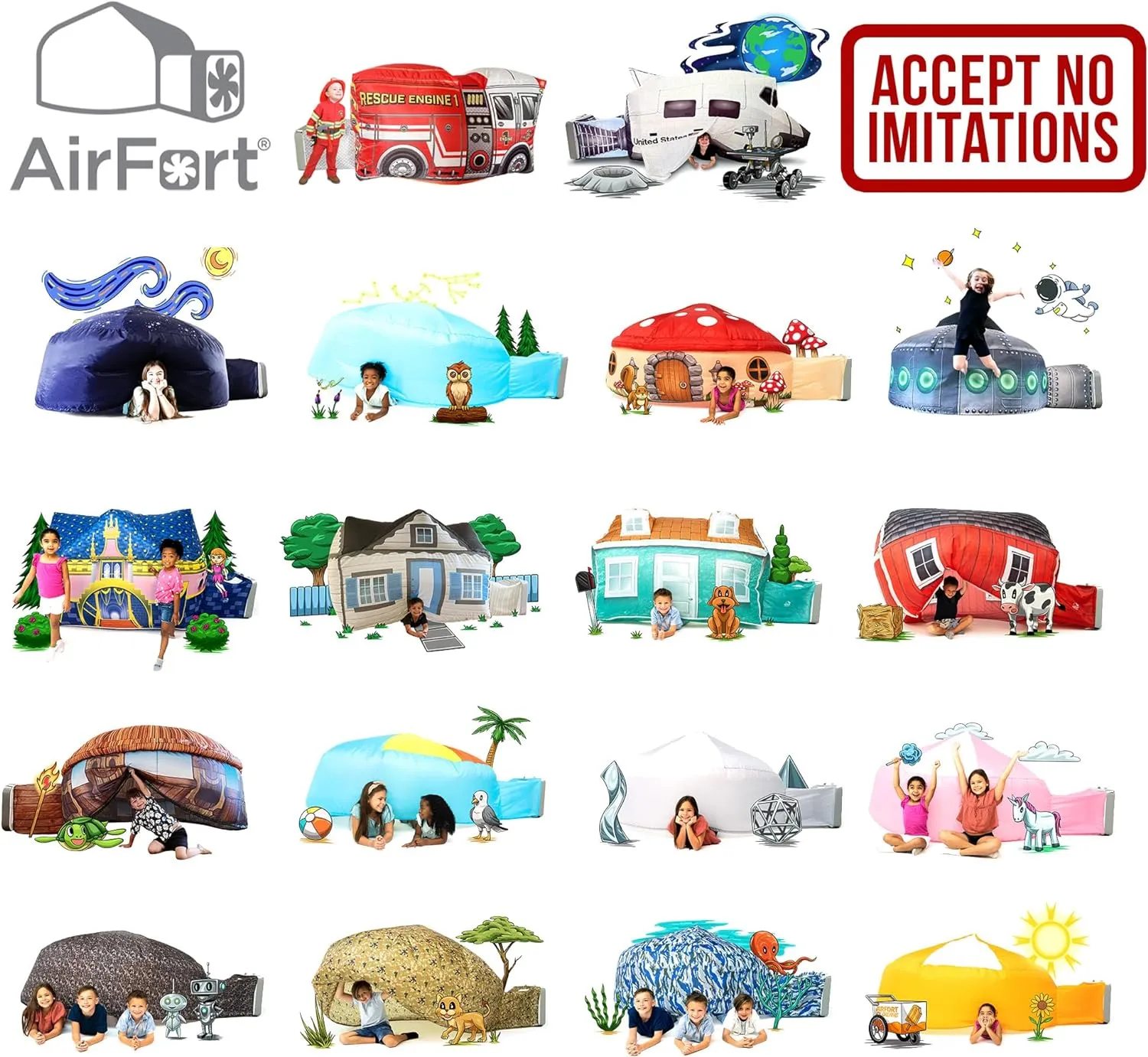 The Original Patented AirFort - Build A Fort in 30 Seconds, Inflatable Fort for Kids, Play Tent for 3-12 Years, A Playhouse Where Imagination Runs Wild, Fan not Included (Digi Camo)