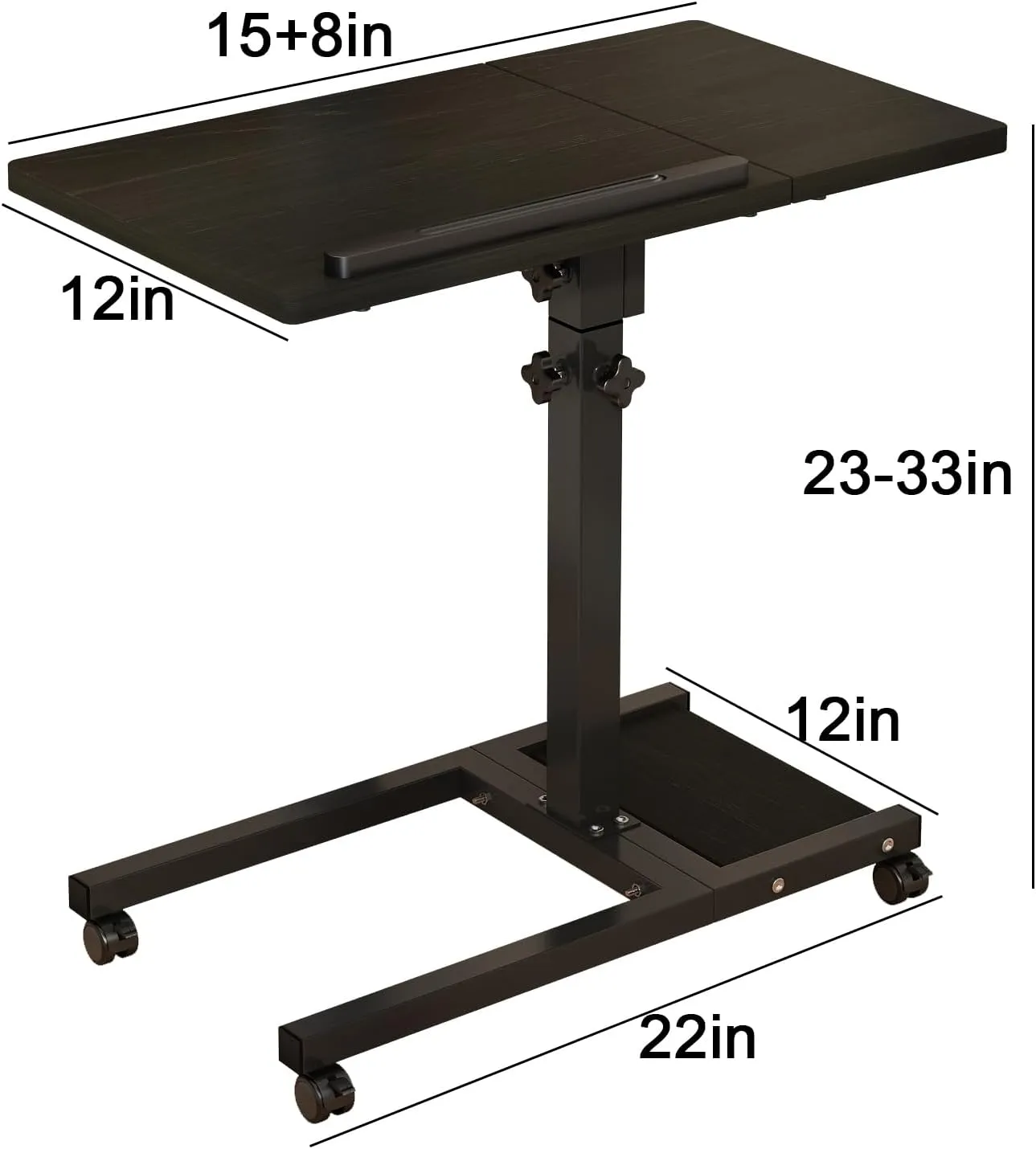 TigerDad Mobile Adjustable Height Laptop Stand PC Computer Portable Notebook Swivel Laptop Desk Rolling Table Desk Cart Tiltable with Wheels Casters& Mouse Pad Table (Dekuwood)