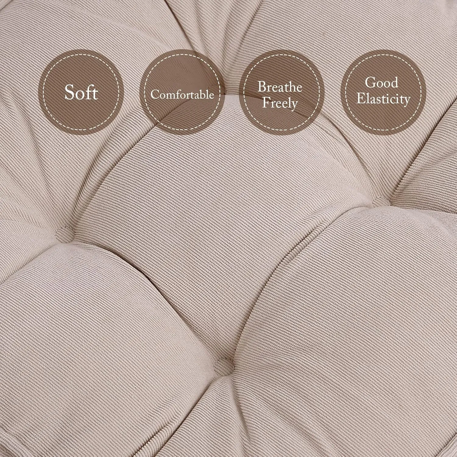 Tiita Patio Chair Pads Cushions 18x18 Inch Square Floor Pillows Pad for Outdoor Kitchen Dining Chairs with Ties Set of 4 (Beige)