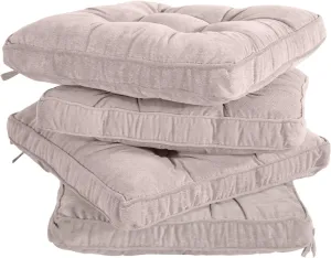 Tiita Patio Chair Pads Cushions 18x18 Inch Square Floor Pillows Pad for Outdoor Kitchen Dining Chairs with Ties Set of 4 (Beige)
