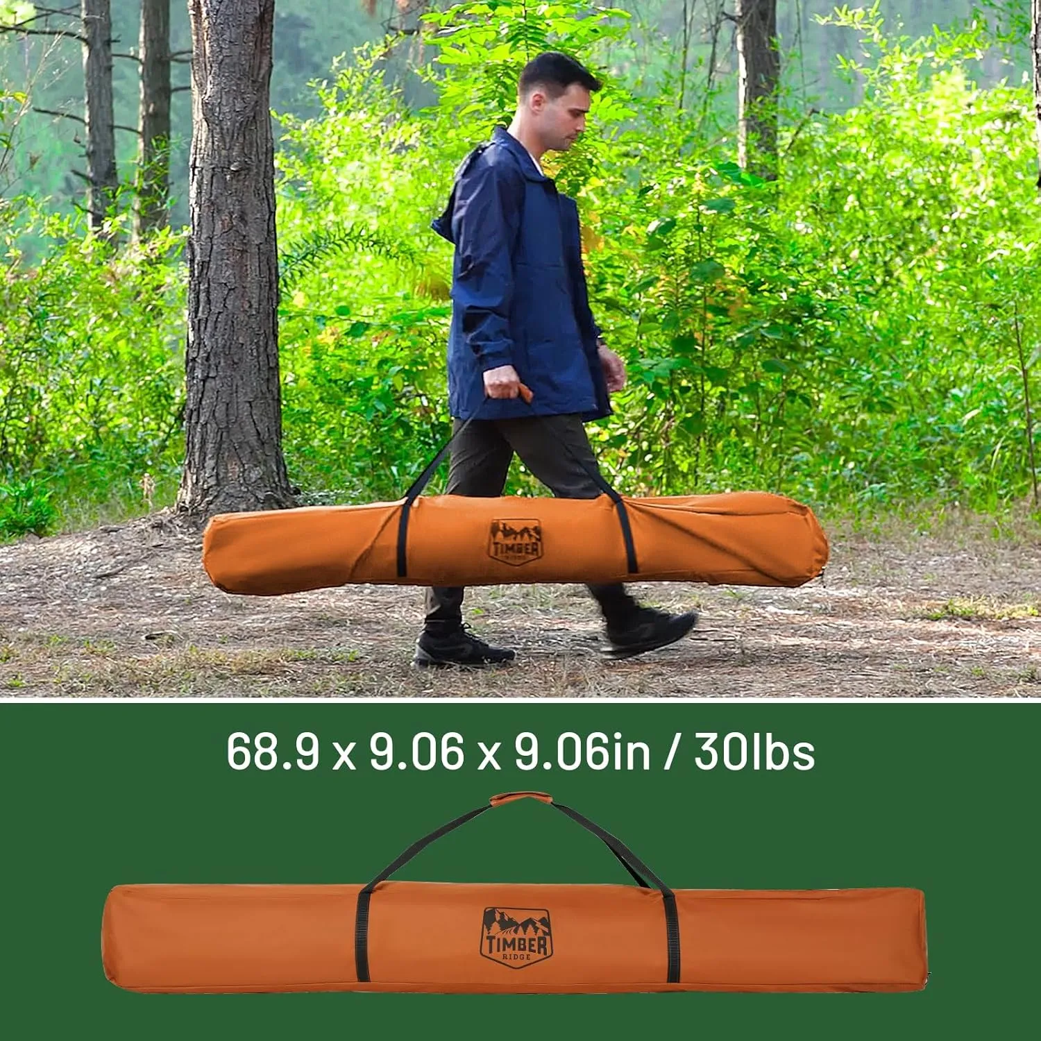 TIMBER RIDGE 4 Person Instant Pop Up Hub Tent, Easy 60 Second Setup, Weather Resistant Camping Family Cabin Tent with Rain Fly and Carry Bag for Camping Hiking Outdoor Travel