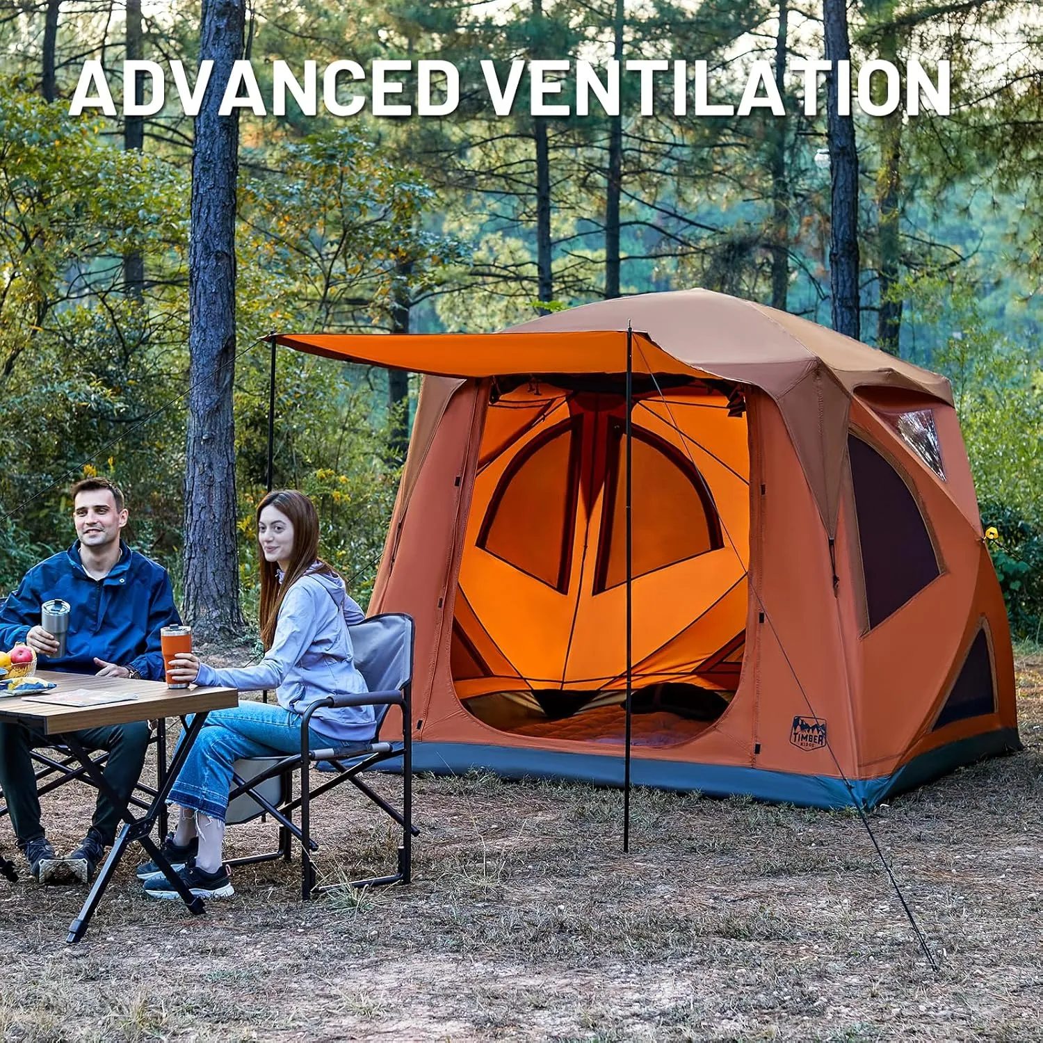 TIMBER RIDGE 4 Person Instant Pop Up Hub Tent, Easy 60 Second Setup, Weather Resistant Camping Family Cabin Tent with Rain Fly and Carry Bag for Camping Hiking Outdoor Travel
