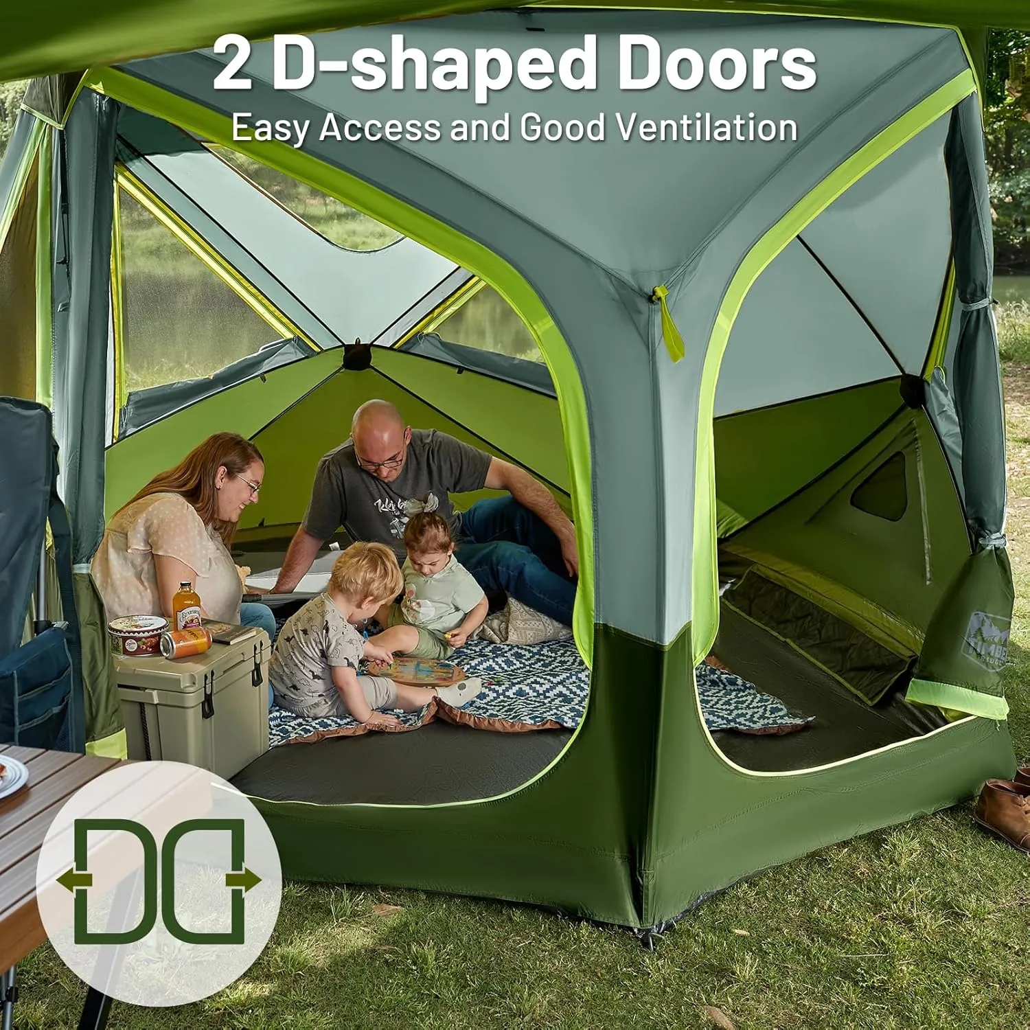 TIMBER RIDGE 4/6/8 Person Instant Pop Up Cabin Tent, Easy 60 Second Setup, Weather Resistant Camping Family Hub Tent with Rain Fly and Carry Bag for Camping Hiking Outdoor Travel