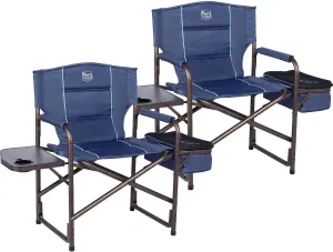 TIMBER RIDGE Folding Camping Chair with Cooler Bag, Director Chair Foldable with Side Table for Adults, Camp Chairs for Outdoor, Lawn, Sports, Fishing, Heavy Duty Supports 300lbs, Blue-2 Pack