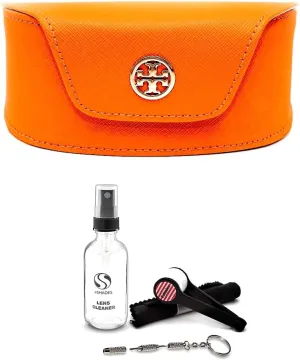 Tory Burch Large Orange Sunglass Case   Bundle with eSHADES Luxury Eyewear Kit
