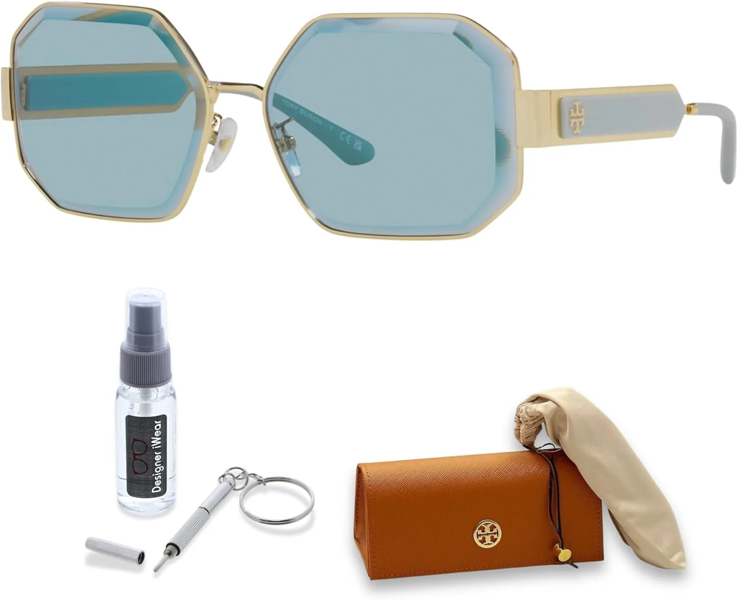 Tory Burch TY6094 Metal Hexagon Sunglasses for Women   BUNDLE With Designer iWear Eyewear Kit