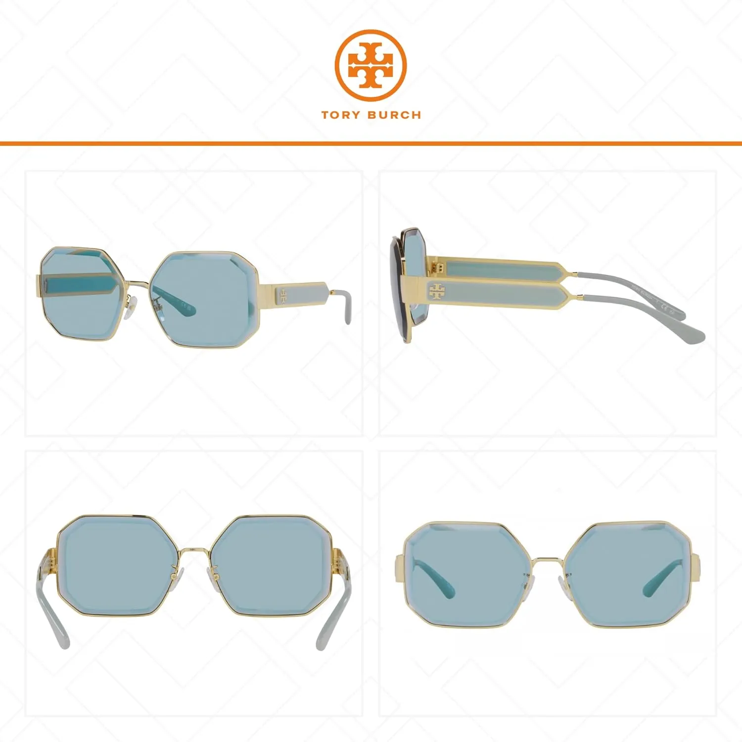 Tory Burch TY6094 Metal Hexagon Sunglasses for Women   BUNDLE With Designer iWear Eyewear Kit