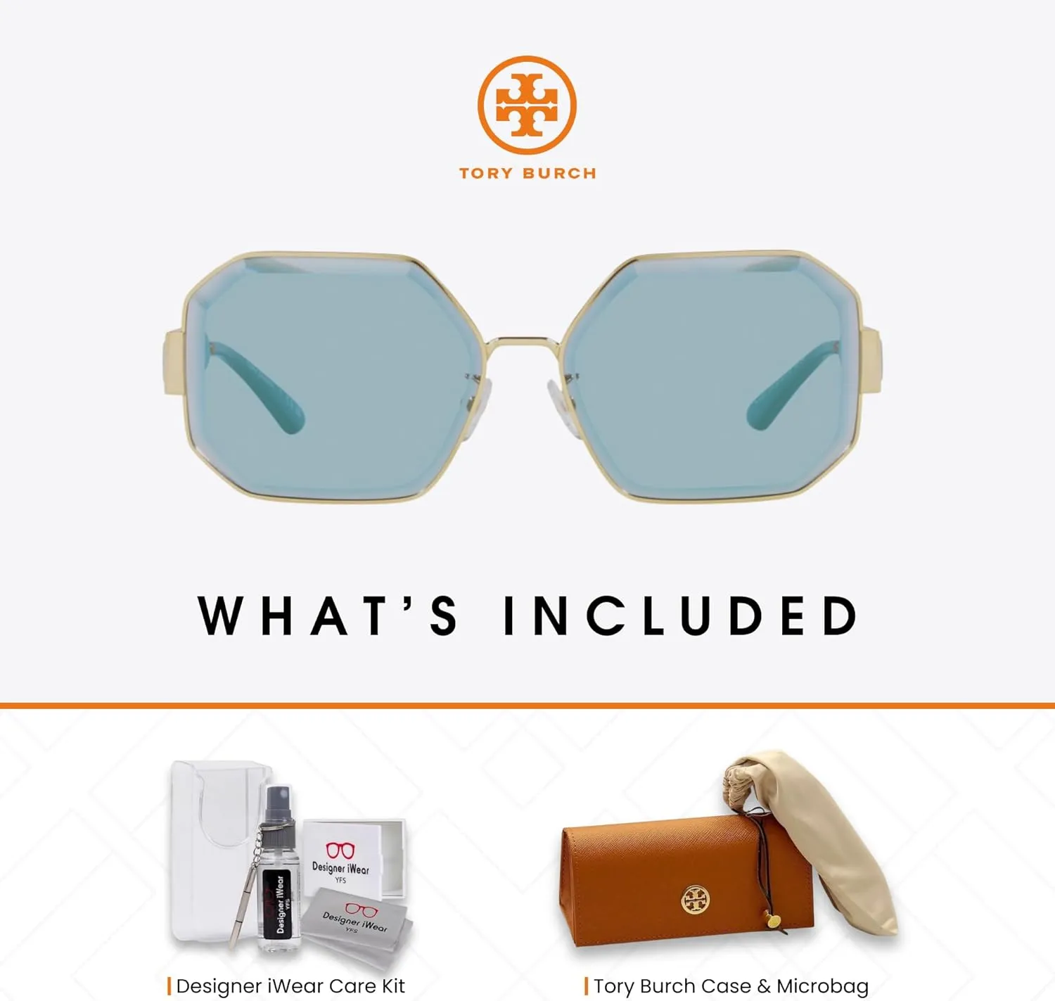 Tory Burch TY6094 Metal Hexagon Sunglasses for Women   BUNDLE With Designer iWear Eyewear Kit