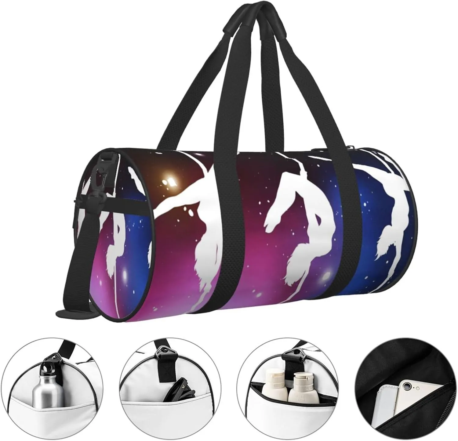 Travel Duffle Bag for Men Women, Pole Dance Space Duffle Bags for Sport Gym Overnight Luggage
