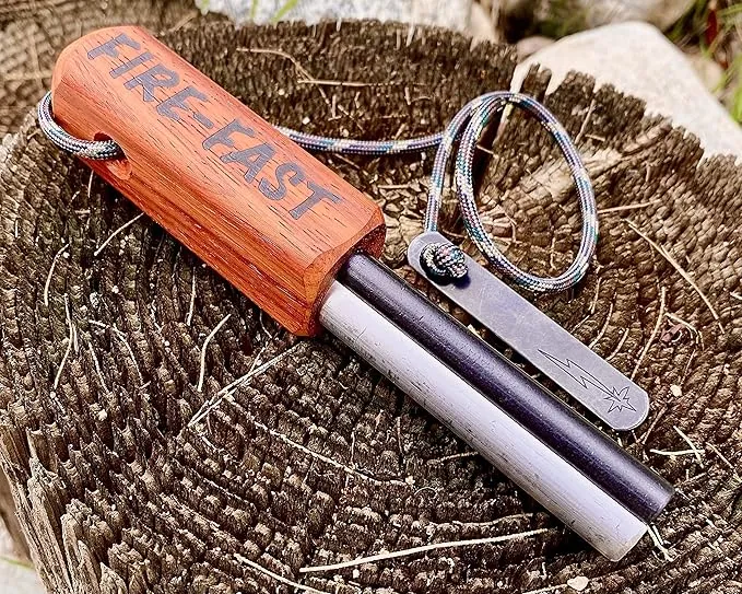 Trekker. Best Emergency Waterproof Survival Fire Starter. Magnesium and Euro Fire Steel Ferro Rod. Compact Durable Tool for Bushcraft, Camping, Backpacking, Hiking, Hunting, or Bug Out Bag
