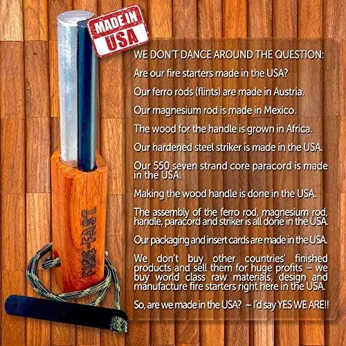 Trekker. Best Emergency Waterproof Survival Fire Starter. Magnesium and Euro Fire Steel Ferro Rod. Compact Durable Tool for Bushcraft, Camping, Backpacking, Hiking, Hunting, or Bug Out Bag