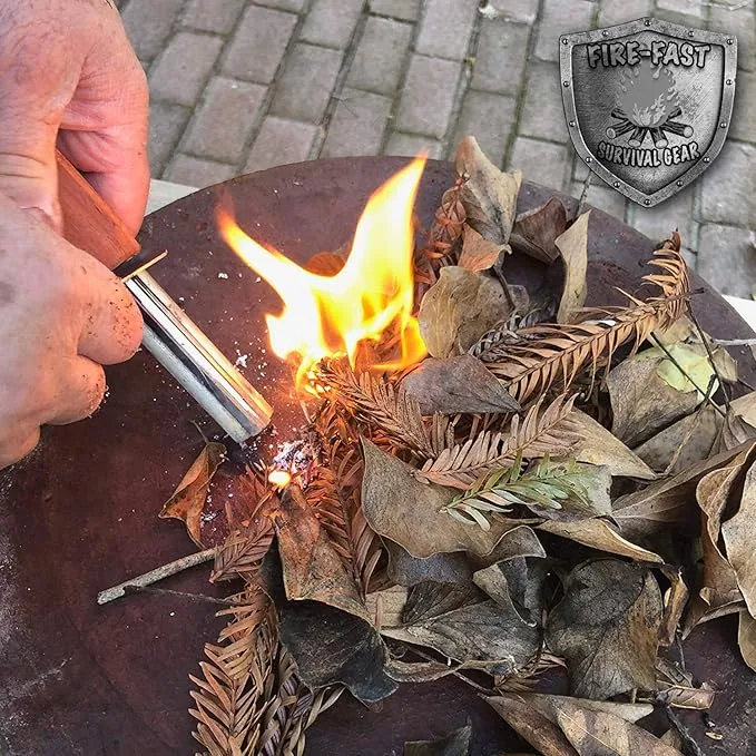 Trekker. Best Emergency Waterproof Survival Fire Starter. Magnesium and Euro Fire Steel Ferro Rod. Compact Durable Tool for Bushcraft, Camping, Backpacking, Hiking, Hunting, or Bug Out Bag