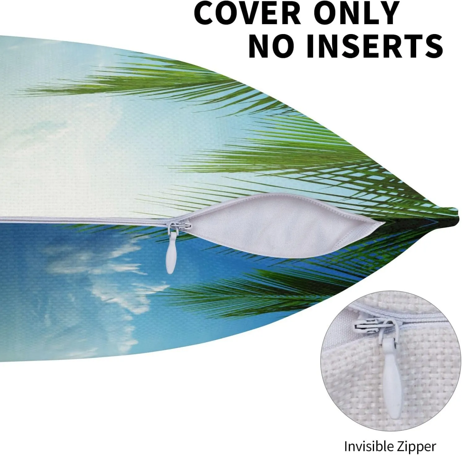 Tropical Beach Throw Pillow Covers 18x18 Set of 2 Palm Tree Leaves Decorative Pillow Covers Ocean Sea Waves Outdoors Pillowcase Cushion Case Farmhouse Home Decor for Sofa Couch Bed Bedroom