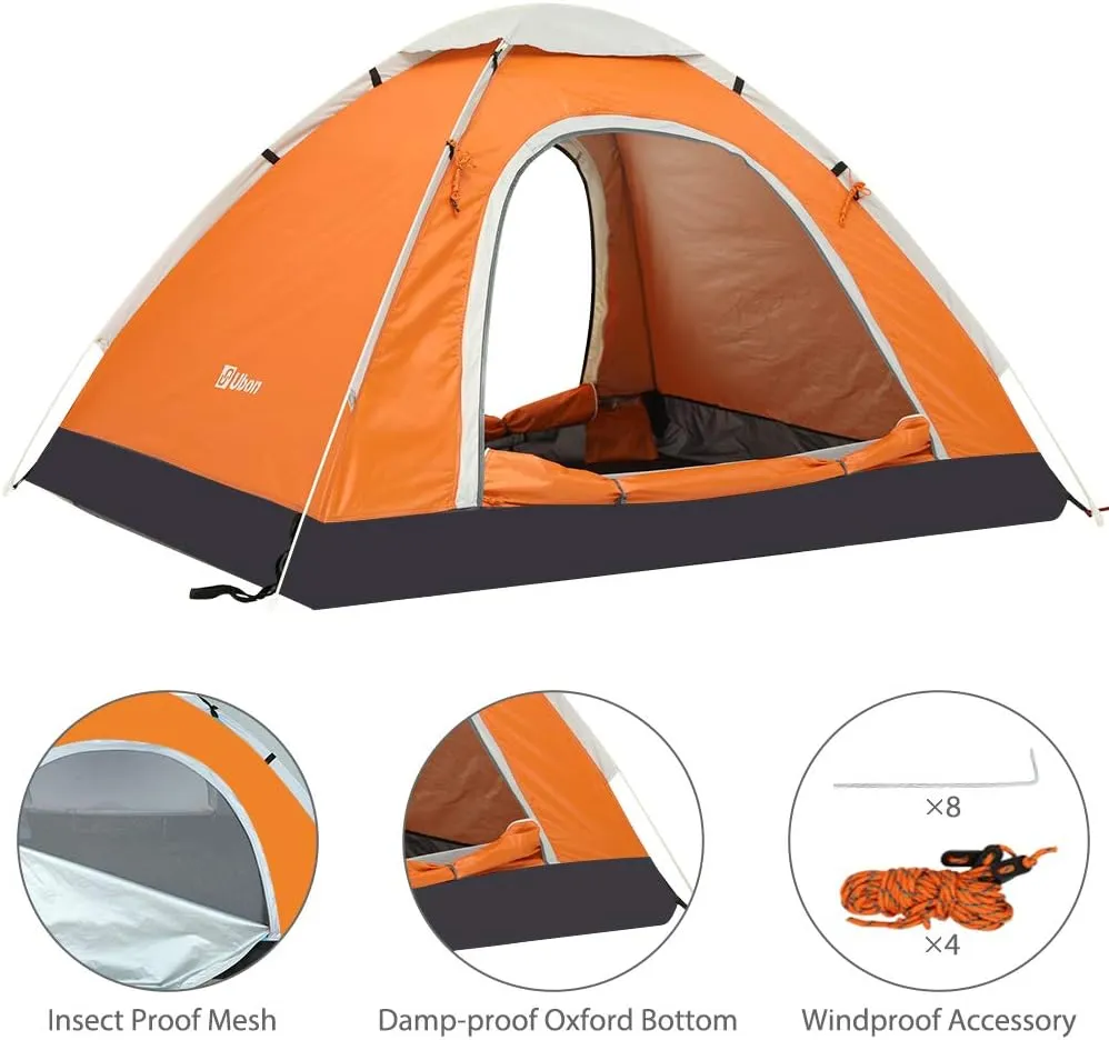 Ubon 2/3 Person Lightweight Instant Pop Up Indoor Outdoor Backyard Tent for Camping Backpacking