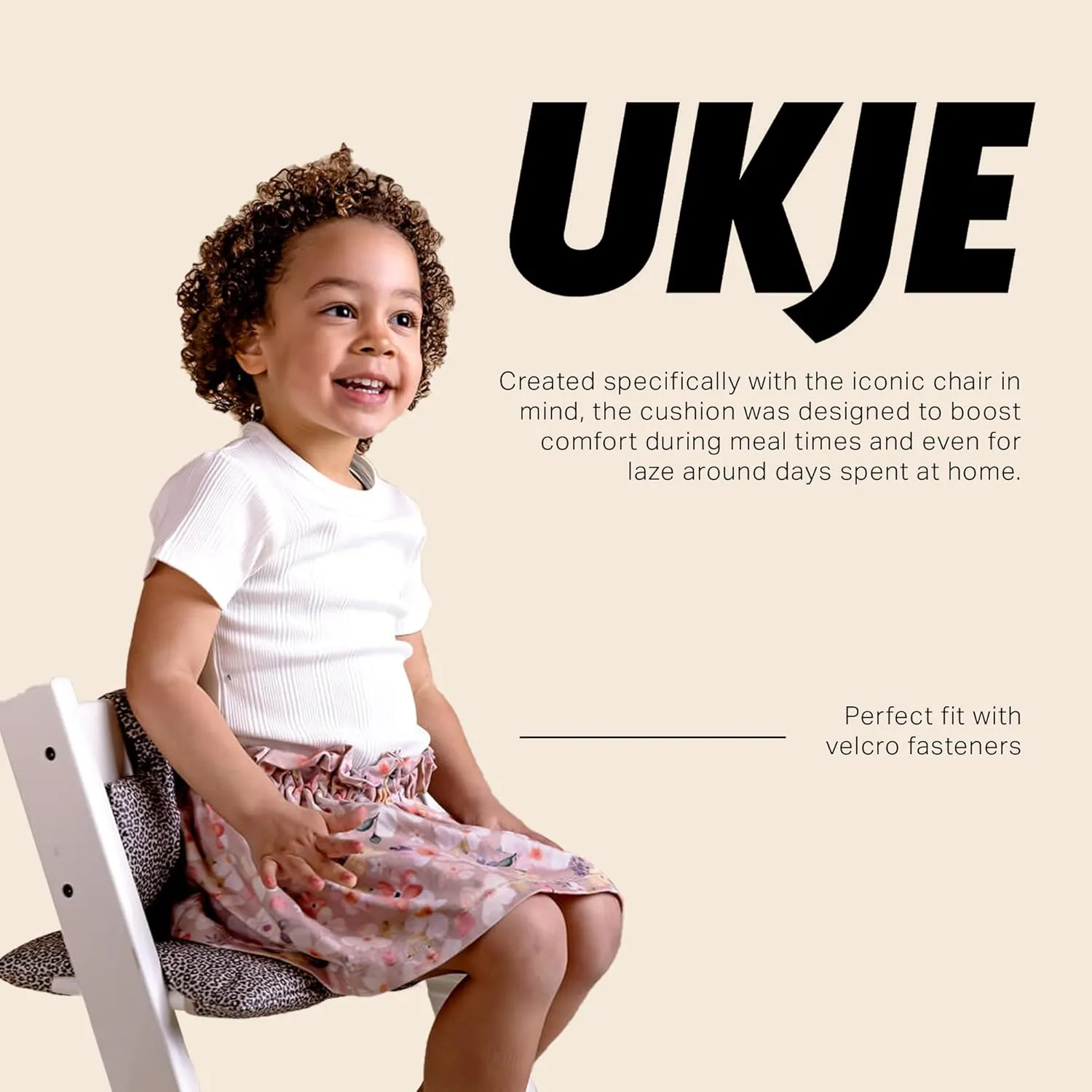UKJE Cushion Compatible with Stokke Tripp Trapp - Soft Seat for Infants, Babies & Toddlers, High Chair Accessories, Cotton Fabric Insert, Easy to Install, Handmade in Europe (Leopard)