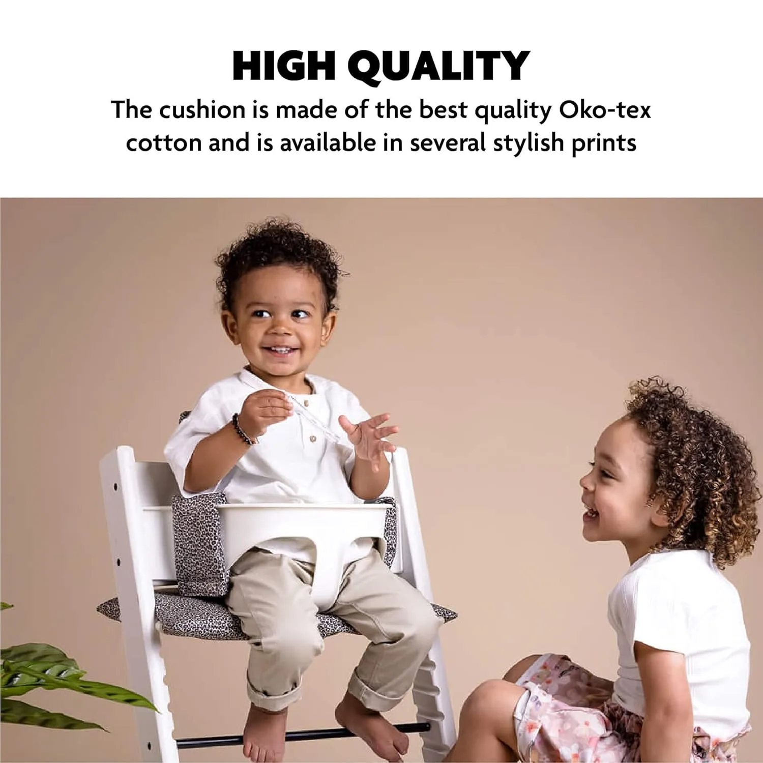 UKJE Cushion Compatible with Stokke Tripp Trapp - Soft Seat for Infants, Babies & Toddlers, High Chair Accessories, Cotton Fabric Insert, Easy to Install, Handmade in Europe (Leopard)