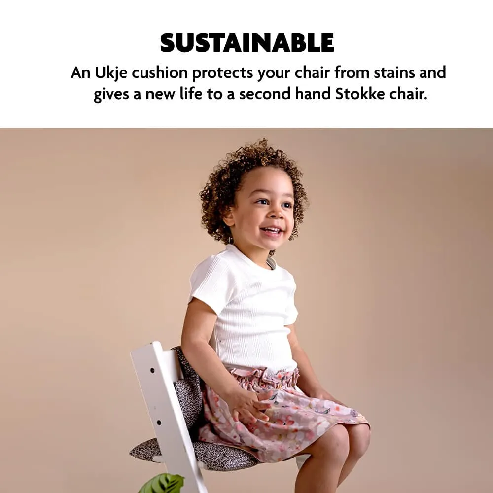 UKJE Cushion Compatible with Stokke Tripp Trapp - Soft Seat for Infants, Babies & Toddlers, High Chair Accessories, Cotton Fabric Insert, Easy to Install, Handmade in Europe (Leopard)