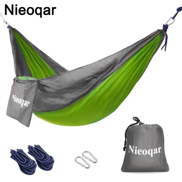 ultralight 1-2 person hammocks outdoor camping traveling hiking sleeping bed picnic swing tent single tent  Red, green 230*90CM