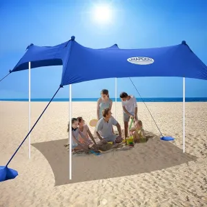 UMARDOO FamiLy Beach Tent Canopy Sun shade Portable 7×7FT, Compact Wind Resistance Beach Sun Shelter Easy Setup with Packable Carry Bag for Outdoor Travel UPF 50  (Blue)