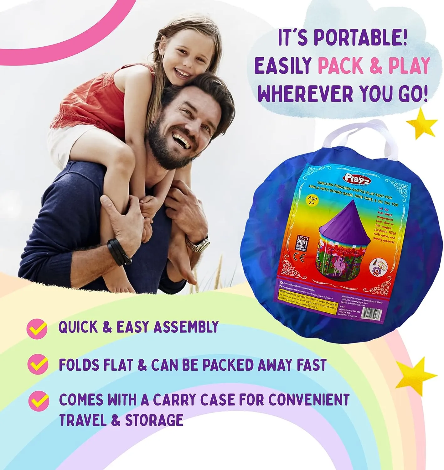 Unicorn Play Tent with Unicorn Ring Toss