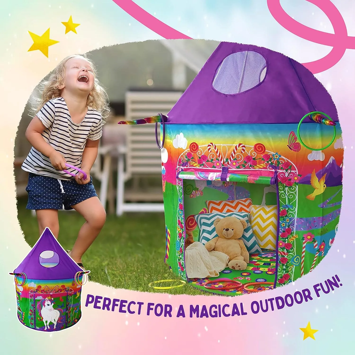 Unicorn Play Tent with Unicorn Ring Toss